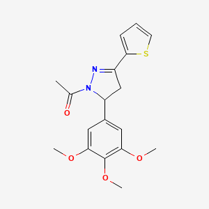 1-(3-(thiophen-2-yl)-5-(3,4,5-trimethoxyphenyl)-4,5-dihydro-1H-pyrazol-1-yl)ethanone