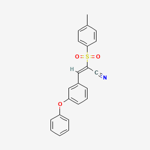 (E)-2-(4-methylphenyl)sulfonyl-3-(3-phenoxyphenyl)prop-2-enenitrile