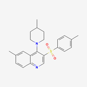 molecular formula C23H26N2O2S B2395662 6-Methyl-3-(4-methylphenyl)sulfonyl-4-(4-methylpiperidin-1-yl)quinoline CAS No. 866844-23-7