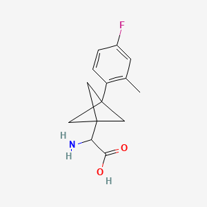 molecular formula C14H16FNO2 B2395676 2-Amino-2-[3-(4-fluoro-2-methylphenyl)-1-bicyclo[1.1.1]pentanyl]acetic acid CAS No. 2287259-52-1