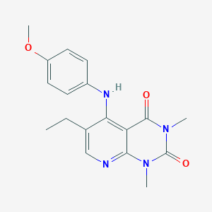 molecular formula C18H20N4O3 B2395684 6-ethyl-5-((4-methoxyphenyl)amino)-1,3-dimethylpyrido[2,3-d]pyrimidine-2,4(1H,3H)-dione CAS No. 941914-69-8