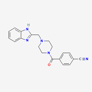 molecular formula C20H19N5O B2395687 4-(4-((1H-benzo[d]imidazol-2-yl)methyl)piperazine-1-carbonyl)benzonitrile CAS No. 1170190-33-6