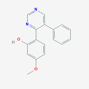 molecular formula C17H14N2O2 B2395696 5-Methoxy-2-(5-phenylpyrimidin-4-yl)phenol CAS No. 105258-25-1
