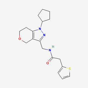 N-((1-cyclopentyl-1,4,6,7-tetrahydropyrano[4,3-c]pyrazol-3-yl)methyl)-2-(thiophen-2-yl)acetamide