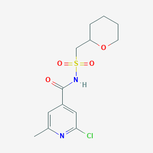 molecular formula C13H17ClN2O4S B2395699 2-chloro-6-methyl-N-[(oxan-2-yl)methanesulfonyl]pyridine-4-carboxamide CAS No. 1808586-75-5