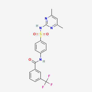 molecular formula C20H17F3N4O3S B2395701 N-(4-(N-(4,6-dimethylpyrimidin-2-yl)sulfamoyl)phenyl)-3-(trifluoromethyl)benzamide CAS No. 303035-22-5