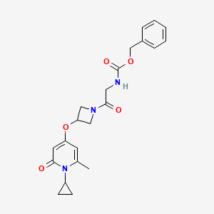 molecular formula C22H25N3O5 B2395716 Benzyl (2-(3-((1-cyclopropyl-6-methyl-2-oxo-1,2-dihydropyridin-4-yl)oxy)azetidin-1-yl)-2-oxoethyl)carbamate CAS No. 2034312-52-0