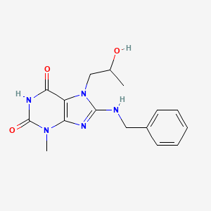 molecular formula C16H19N5O3 B2395718 8-(benzylamino)-7-(2-hydroxypropyl)-3-methyl-1H-purine-2,6(3H,7H)-dione CAS No. 876894-00-7