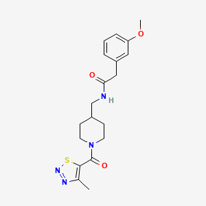 molecular formula C19H24N4O3S B2395733 2-(3-methoxyphenyl)-N-((1-(4-methyl-1,2,3-thiadiazole-5-carbonyl)piperidin-4-yl)methyl)acetamide CAS No. 1235289-33-4