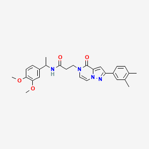 molecular formula C27H30N4O4 B2395737 N-[1-(3,4-dimethoxyphenyl)ethyl]-3-[2-(3,4-dimethylphenyl)-4-oxopyrazolo[1,5-a]pyrazin-5(4H)-yl]propanamide CAS No. 1326901-22-7