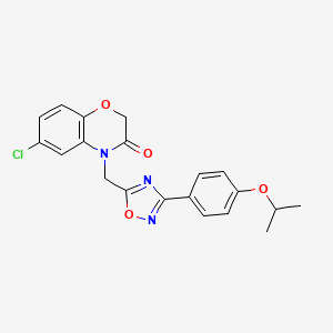 molecular formula C20H18ClN3O4 B2395738 6-chloro-4-((3-(4-isopropoxyphenyl)-1,2,4-oxadiazol-5-yl)methyl)-2H-benzo[b][1,4]oxazin-3(4H)-one CAS No. 1251556-05-4