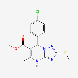 molecular formula C15H15ClN4O2S B2395743 Methyl 7-(4-chlorophenyl)-5-methyl-2-(methylsulfanyl)-4,7-dihydro[1,2,4]triazolo[1,5-a]pyrimidine-6-carboxylate CAS No. 725218-14-4