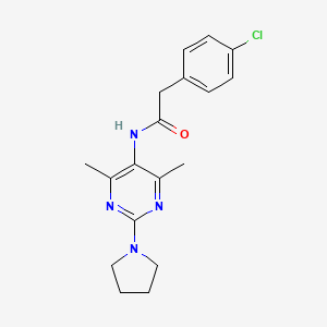 molecular formula C18H21ClN4O B2395748 2-(4-Chlorophenyl)-N-(4,6-dimethyl-2-pyrrolidin-1-ylpyrimidin-5-yl)acetamide CAS No. 1448132-91-9