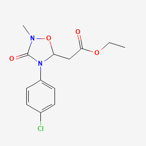 molecular formula C13H15ClN2O4 B2395752 Ethyl 2-[4-(4-chlorophenyl)-2-methyl-3-oxo-1,2,4-oxadiazolidin-5-yl]acetate CAS No. 477870-07-8