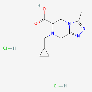 molecular formula C11H18Cl2N4O2 B2395754 7-(Cyclopropylmethyl)-3-methyl-5,6,7,8-tetrahydro-[1,2,4]triazolo[4,3-a]pyrazine-6-carboxylic acid dihydrochloride CAS No. 2095409-22-4