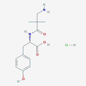molecular formula C14H21ClN2O4 B2395760 (2S)-2-[(3-Amino-2,2-dimethylpropanoyl)amino]-3-(4-hydroxyphenyl)propanoic acid;hydrochloride CAS No. 2378490-67-4