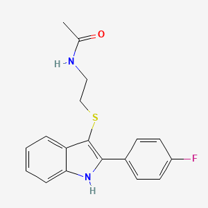 molecular formula C18H17FN2OS B2395761 N-[2-[[2-(4-fluorophenyl)-1H-indol-3-yl]sulfanyl]ethyl]acetamide CAS No. 850916-71-1