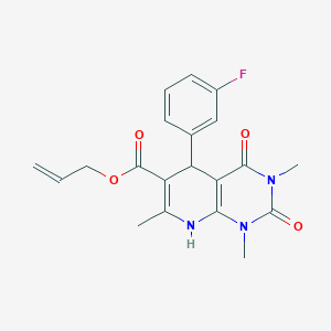 molecular formula C20H20FN3O4 B2395765 Prop-2-enyl 5-(3-fluorophenyl)-1,3,7-trimethyl-2,4-dioxo-5,8-dihydropyrido[2,3-d]pyrimidine-6-carboxylate CAS No. 622359-75-5