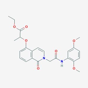 molecular formula C24H26N2O7 B2395770 Ethyl 2-[2-[2-(2,5-dimethoxyanilino)-2-oxoethyl]-1-oxoisoquinolin-5-yl]oxypropanoate CAS No. 868224-62-8