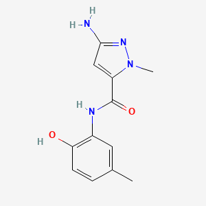molecular formula C12H14N4O2 B2395780 3-amino-N-(2-hydroxy-5-methylphenyl)-1-methyl-1H-pyrazole-5-carboxamide CAS No. 1856059-10-3