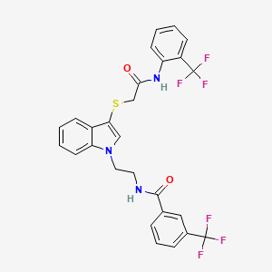 N-(2-(3-((2-oxo-2-((2-(trifluoromethyl)phenyl)amino)ethyl)thio)-1H-indol-1-yl)ethyl)-3-(trifluoromethyl)benzamide