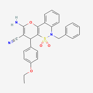 molecular formula C27H23N3O4S B2395785 2-Amino-6-benzyl-4-(4-ethoxyphenyl)-4,6-dihydropyrano[3,2-c][2,1]benzothiazine-3-carbonitrile 5,5-dioxide CAS No. 893289-05-9