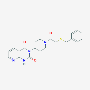 molecular formula C21H22N4O3S B2395798 3-(1-(2-(benzylthio)acetyl)piperidin-4-yl)pyrido[2,3-d]pyrimidine-2,4(1H,3H)-dione CAS No. 2034553-98-3