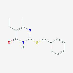 molecular formula C14H16N2OS B2395805 2-(benzylthio)-5-ethyl-6-methylpyrimidin-4(3H)-one CAS No. 516460-88-1