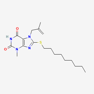 molecular formula C19H30N4O2S B2395818 3-Methyl-7-(2-methylprop-2-enyl)-8-nonylsulfanylpurine-2,6-dione CAS No. 372089-22-0