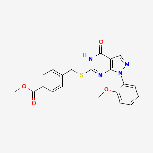 molecular formula C21H18N4O4S B2395822 methyl 4-(((1-(2-methoxyphenyl)-4-oxo-4,5-dihydro-1H-pyrazolo[3,4-d]pyrimidin-6-yl)thio)methyl)benzoate CAS No. 921475-93-6