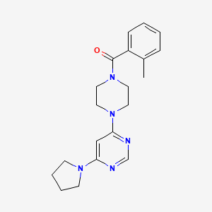 molecular formula C20H25N5O B2395826 (4-(6-(Pyrrolidin-1-yl)pyrimidin-4-yl)piperazin-1-yl)(o-tolyl)methanone CAS No. 1210304-22-5