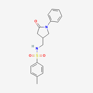 molecular formula C18H20N2O3S B2395837 4-methyl-N-((5-oxo-1-phenylpyrrolidin-3-yl)methyl)benzenesulfonamide CAS No. 954604-38-7