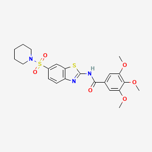 molecular formula C22H25N3O6S2 B2395844 3,4,5-trimethoxy-N-(6-(piperidin-1-ylsulfonyl)benzo[d]thiazol-2-yl)benzamide CAS No. 865592-62-7