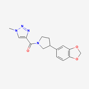 molecular formula C15H16N4O3 B2395845 (3-(benzo[d][1,3]dioxol-5-yl)pyrrolidin-1-yl)(1-methyl-1H-1,2,3-triazol-4-yl)methanone CAS No. 2034273-20-4