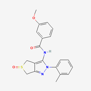 molecular formula C20H19N3O3S B2395852 3-methoxy-N-(5-oxido-2-(o-tolyl)-4,6-dihydro-2H-thieno[3,4-c]pyrazol-3-yl)benzamide CAS No. 1007551-33-8