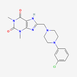 molecular formula C18H21ClN6O2 B2395865 8-((4-(3-chlorophenyl)piperazin-1-yl)methyl)-1,3-dimethyl-1H-purine-2,6(3H,7H)-dione CAS No. 797028-15-0