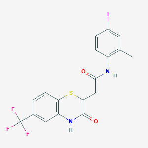 molecular formula C18H14F3IN2O2S B2395883 N-(4-iodo-2-methylphenyl)-2-[3-oxo-6-(trifluoromethyl)-3,4-dihydro-2H-1,4-benzothiazin-2-yl]acetamide CAS No. 449179-03-7
