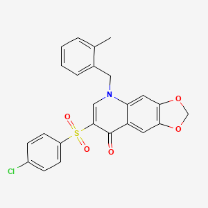 molecular formula C24H18ClNO5S B2395927 7-(4-Chlorophenyl)sulfonyl-5-[(2-methylphenyl)methyl]-[1,3]dioxolo[4,5-g]quinolin-8-one CAS No. 866808-93-7