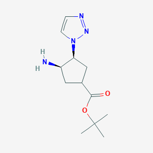 molecular formula C12H20N4O2 B2395929 Tert-butyl (3R,4S)-3-amino-4-(triazol-1-yl)cyclopentane-1-carboxylate CAS No. 2137434-28-5
