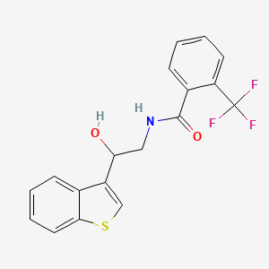 molecular formula C18H14F3NO2S B2395940 N-(2-(benzo[b]thiophen-3-yl)-2-hydroxyethyl)-2-(trifluoromethyl)benzamide CAS No. 2034346-09-1