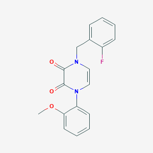 molecular formula C18H15FN2O3 B2395944 1-(2-Fluorobenzyl)-4-(2-methoxyphenyl)-1,4-dihydropyrazine-2,3-dione CAS No. 1207036-50-7