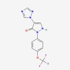 molecular formula C12H8F3N5O2 B2395945 4-(1H-1,2,4-triazol-1-yl)-1-[4-(trifluoromethoxy)phenyl]-1H-pyrazol-5-ol CAS No. 1007029-49-3