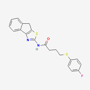 molecular formula C20H17FN2OS2 B2395946 4-((4-fluorophenyl)thio)-N-(8H-indeno[1,2-d]thiazol-2-yl)butanamide CAS No. 922870-86-8