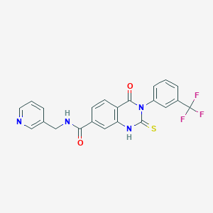 molecular formula C22H15F3N4O2S B2395949 4-oxo-N-(pyridin-3-ylmethyl)-2-sulfanylidene-3-[3-(trifluoromethyl)phenyl]-1H-quinazoline-7-carboxamide CAS No. 421591-78-8