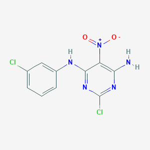 molecular formula C10H7Cl2N5O2 B2395954 2-chloro-N-(3-chlorophenyl)-5-nitropyrimidine-4,6-diamine CAS No. 326007-11-8