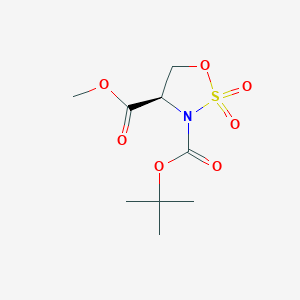 molecular formula C9H15NO7S B2395956 3-(tert-Butyl) 4-methyl (R)-1,2,3-oxathiazolidine-3,4-dicarboxylate 2,2-dioxide CAS No. 1621706-89-5