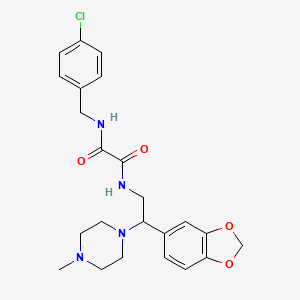 molecular formula C23H27ClN4O4 B2395957 N1-(2-(benzo[d][1,3]dioxol-5-yl)-2-(4-methylpiperazin-1-yl)ethyl)-N2-(4-chlorobenzyl)oxalamide CAS No. 896335-54-9