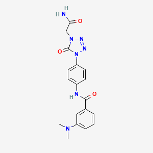 molecular formula C18H19N7O3 B2395966 N-(4-(4-(2-amino-2-oxoethyl)-5-oxo-4,5-dihydro-1H-tetrazol-1-yl)phenyl)-3-(dimethylamino)benzamide CAS No. 1396783-27-9