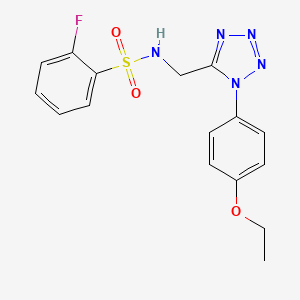 molecular formula C16H16FN5O3S B2395989 N-((1-(4-ethoxyphenyl)-1H-tetrazol-5-yl)methyl)-2-fluorobenzenesulfonamide CAS No. 941964-31-4