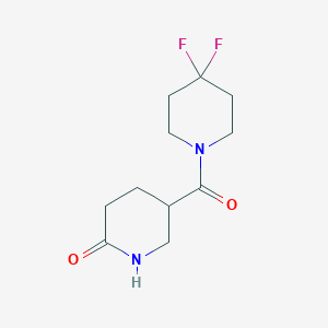 molecular formula C11H16F2N2O2 B2395990 5-(4,4-Difluoropiperidine-1-carbonyl)piperidin-2-one CAS No. 2097925-96-5